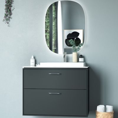 Ifö Sense Art 90 Underskåp med Ovanpåliggande Tvättställ med Spegel