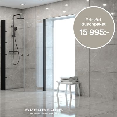 Svedbergs Duschpaket  Halvrund 90x90 svart